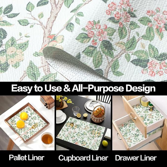 Terravue Shelf Liner for Kitchen Cabinets Non Adhesive Drawer Liners Non Slip Cupboard Liner Strong Grip Waterproof Cabinet Liners Easy to Clean Dresser Table Kitchen Shelves Paper 12IN x 16.4FT