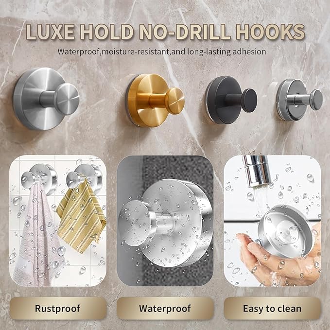 Suction Hooks for Shower, Mirror, Wall, Hanging Towels (Rose Gold, 4 Pieces)
