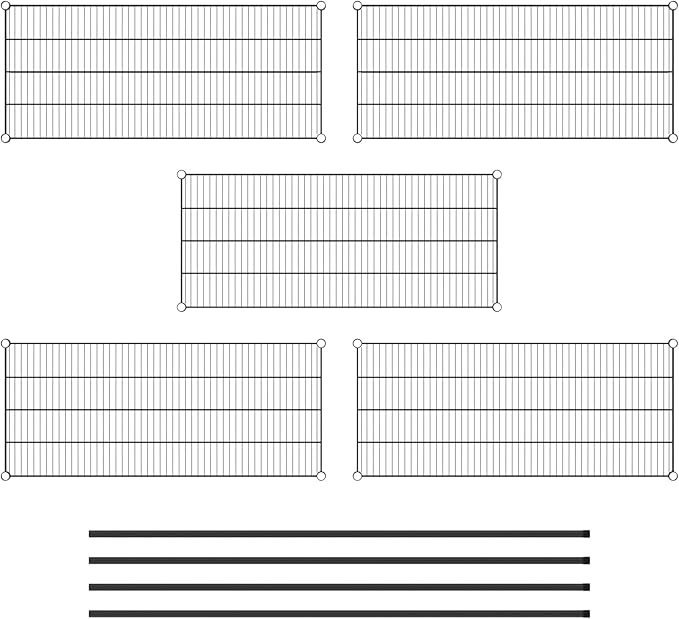 Commercial NSF Listed Black Epoxy Stationary Wire Shelving Kit 21" x 48" x 74", with 5 Shelves Perfect for Warehouse, Walk-in Refrigerator, Freezer, Grocery Store, Restaurant, Dishroom