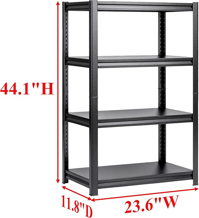 Kitchen Shelves Heavy Duty Metal Shelving, 4 Tier Bakers Rack With Storage Pantry Shelf, 2400 Lbs Industrial Shelving Stand, Kitchen Storage Organization Free Standing Shelves 23.6"W×11.8"D×44.1"H