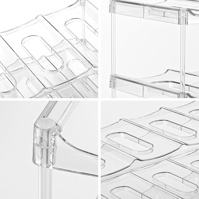 acDesign 2PCS 3 Tier Stackable Water Bottle Organizer, Large Compartment Water Bottle Holder, Clear Water Bottle Organizer for Cabinet, Bottle Rack for Cabinet Home Countertop Fridge Pantry Shelf