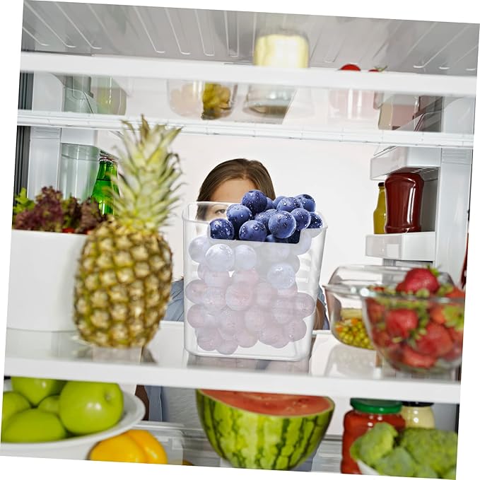 PRETYZOOM 2Pcs Refrigerator Organizer Bins Food-grade Plastic Translucent Fridge Side Door Storage Boxes with Vertical Design for Kitchen Pantry Expansion and Fresh Keeping