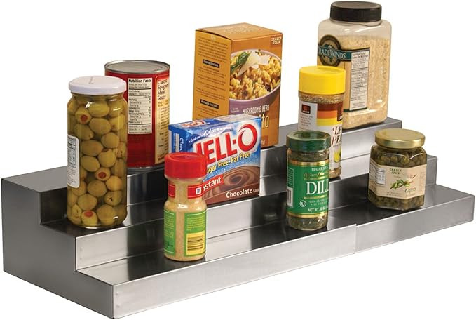 Dial Industries Adjustable 3 Tier Expandable Kitchen Pantry, Cabinet Shelf Storage Organizer, Stainless Steel