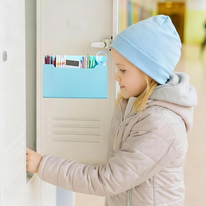 Fuutreo 6 Pcs Magnetic Wall File Organizer Magnetic Wall File Holder Refrigerator Magazine Holder for Mail Letters Paper(Aqua Green,8.3 x 13.8 Inch)