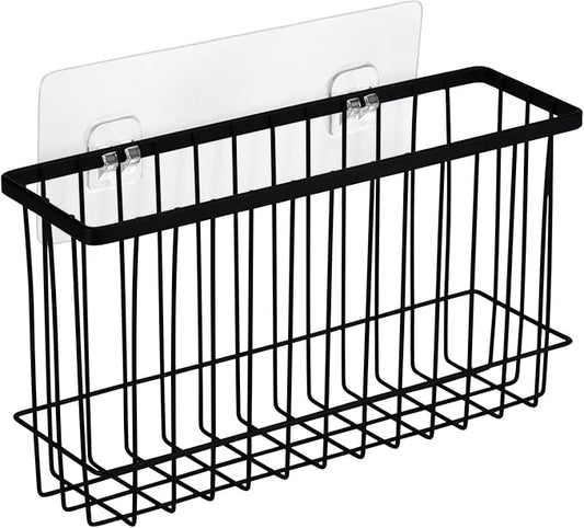 Toplife Wall Door Adhesive Kitchen Wrap Organizer Rack, No Drilling, Black