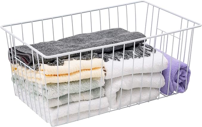 6 Pack Upright Freezer Organizer Bins - Standup Freezer Organizers for 16 Cu.Ft Upright Freezer Improve Air Circulation, Wire Storage Baskets, White