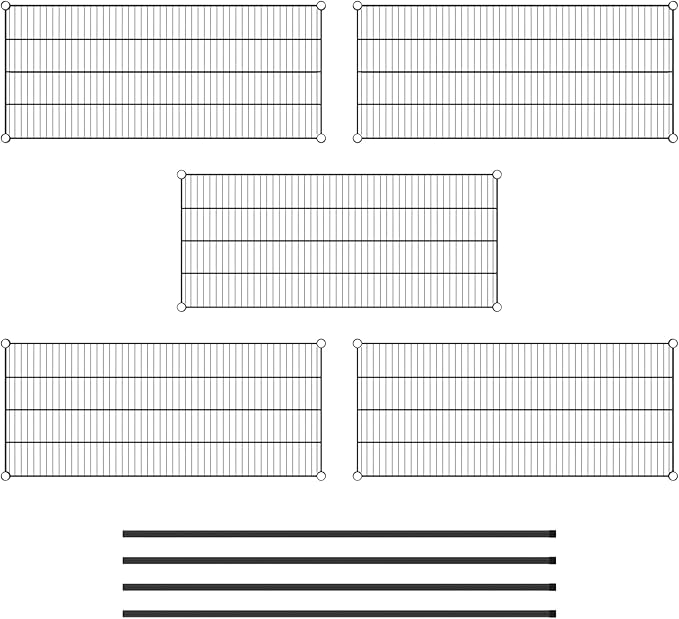 Commercial NSF Listed Black Epoxy Stationary Wire Shelving Kit 21" x 48" x 64", with 5 Shelves Perfect for Warehouse, Walk-in Refrigerator, Freezer, Grocery Store, Restaurant, Dishroom