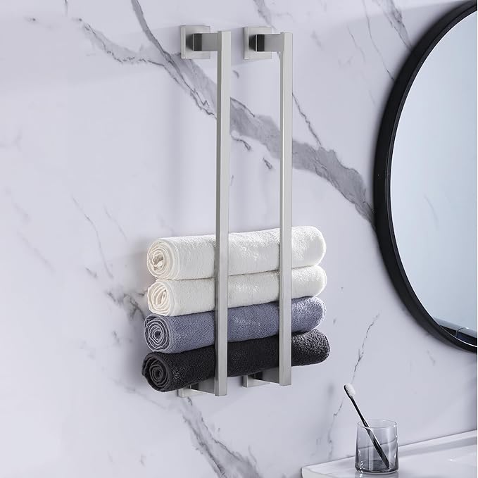 LANC Hand Towel Bar for Bathroom Wall Mounted Brushed Nickel Bathroom Towel Ring 12-Inche Stainless Steel Towel Rod for Toilet Hand Towel Holder Towel Rack Towel Hanger, A9010BN-L3
