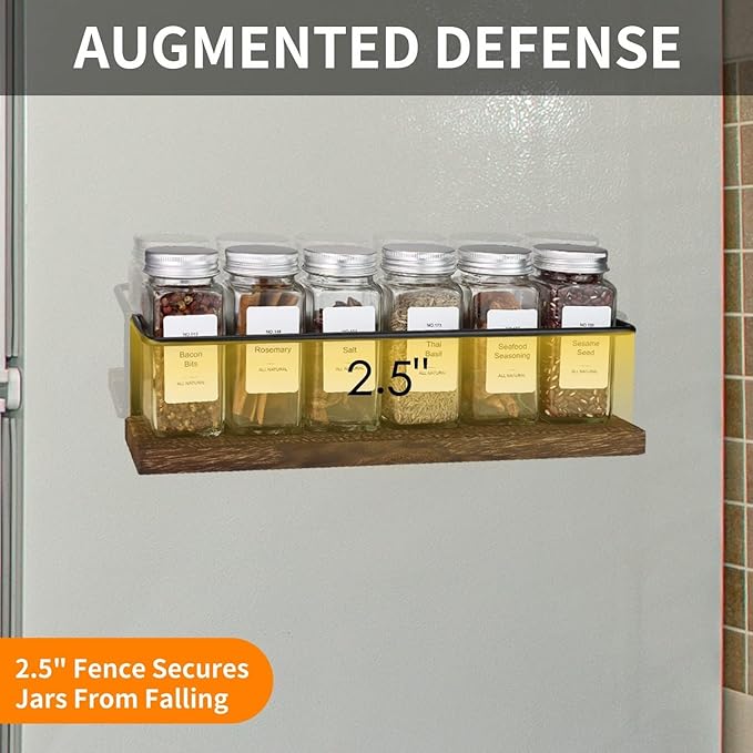 KitHero 2 Pack Strong Magnetic Spice Rack Organizer for Refrigerator and Microwave Oven, Metal Fridge Shelf, Space Saver for Kitchen Organization and Storage, Black