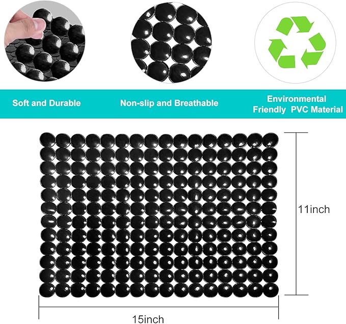 Coopay 2 Pack Kitchen Sink Mat Plastic Protect Mat PVC Eco-Friendly Kitchen Adjustable Stainless Steel/Porcelain Dish Drying Pad Protector for Bottom of Sink, 15 x 11 Inches (Black)