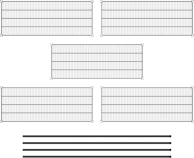 Commercial NSF Listed Black Epoxy Stationary Wire Shelving Kit 21" x 54" x 86", with 5 Shelves Perfect for Warehouse, Walk-in Refrigerator, Freezer, Grocery Store, Restaurant, Dishroom