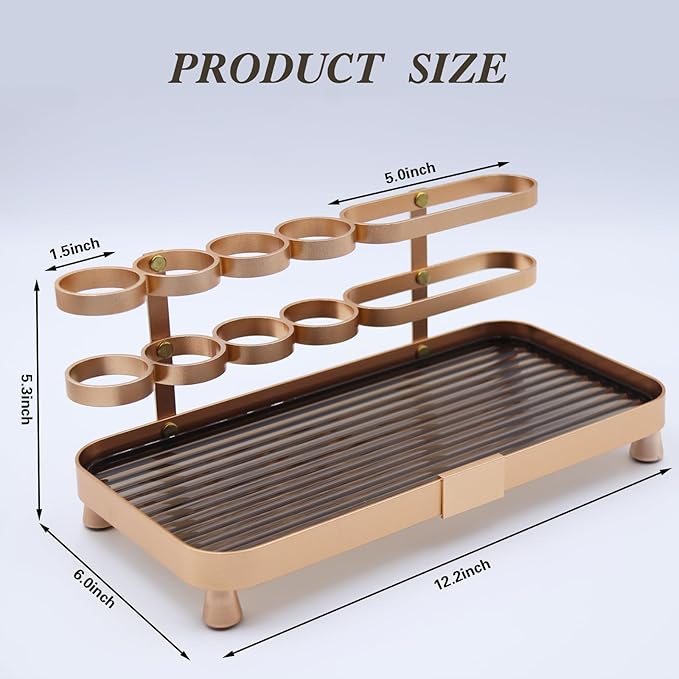 YUPER Corner Bathroom Countertop Organizer, Perfume Tray, Coffee Counter Shelf, Skincare Makeup Cosmetic Vanity Organizers, Bathroom Organizers and Storage Countertop with Brush Holders