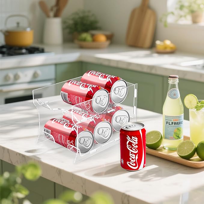 Mini Fridge Soda Can Organizer, Mini Fridge Soda Holder, Mini Fridge Can Organizer for Canned Food Beer Can Hold up to 6 Drinks