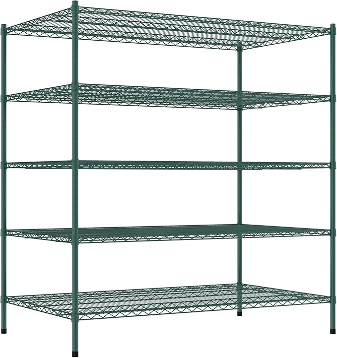 Commercial NSF Listed Green Epoxy Stationary Wire Shelving Kit 36" x 60" x 64", with 5 Shelves Perfect for Warehouse, Walk-in Refrigerator, Freezer, Grocery Store, Restaurant, Dishroom
