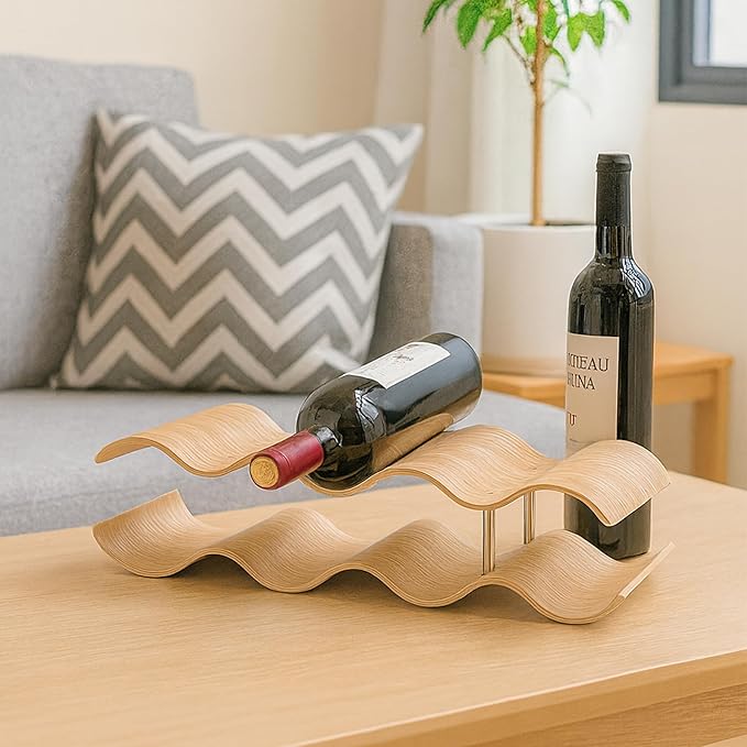 Wine Racks Countertop, 2-Tier Wooden Wine Rack Inserts for Cabinet, Bottle Holder Stand, 7 Bottles Freestanding Wine Storage Cabinet Shelf Organizer for Home Décor, Bar and Pantry