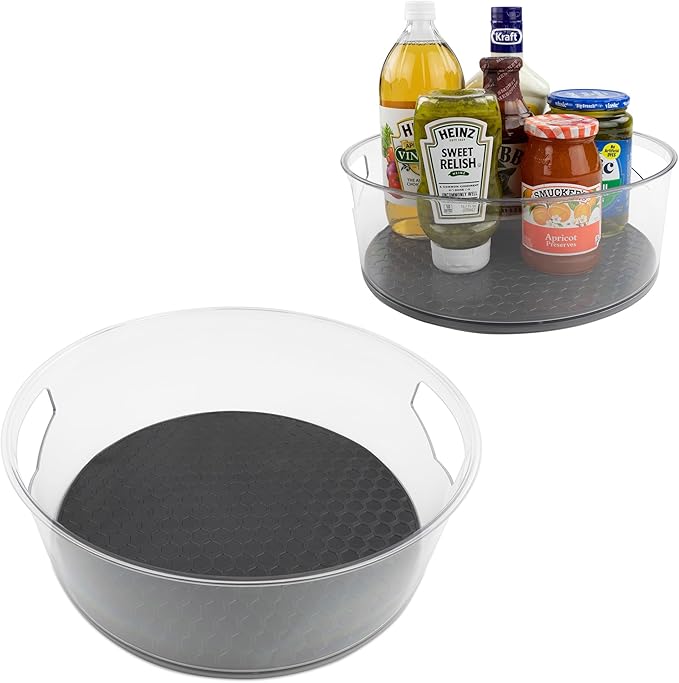 Spectrum Extra Large High Wall Turntable 12.25 in Charcoal Gray XL Tall Lazy Susan Rotating Organizer for Kitchen Countertop Table Bathroom Cabinet Refrigerator Pantry Shelf Under Stink Organization