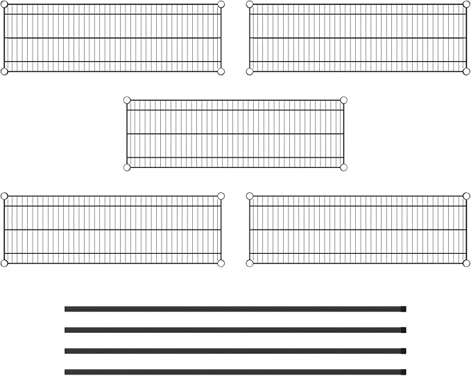 Commercial NSF Listed Black Epoxy Stationary Wire Shelving Kit 14" x 42" x 64", with 5 Shelves Perfect for Warehouse, Walk-in Refrigerator, Freezer, Grocery Store, Restaurant, Dishroom