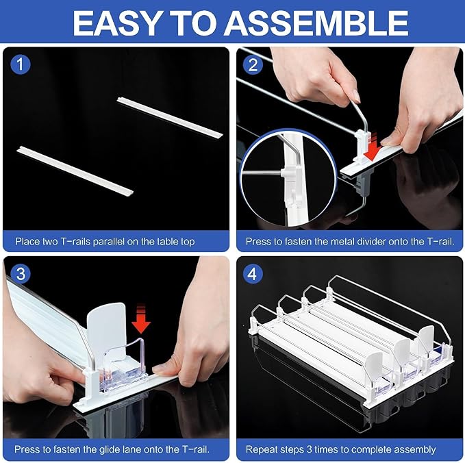 Drink Organizer for Mini Fridge, Automatic Pusher Soda Can Organizer for Fridge, Drink Dispenser for Can Beer Holds up to 12 Cans 3Row (Depth12.2 xWide9.9)