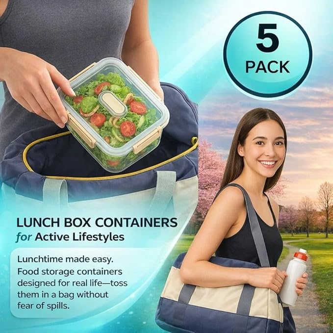 DAZZLEREE Fruit Containers for Fridge Keep Fresh, 5-Pack Produce Containers for Fridge with Lids, Meal Prep Containers, Food Organizer with Removable Colander, Microwave & Dishwasher Safe (White)