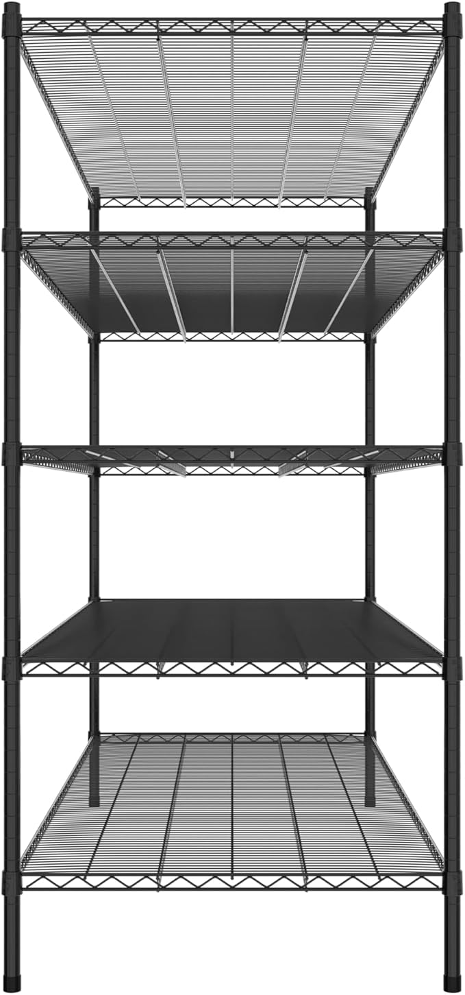 Commercial NSF Listed Black Epoxy Stationary Wire Shelving Kit 30" x 72" x 64", with 5 Shelves Perfect for Warehouse, Walk-in Refrigerator, Freezer, Grocery Store, Restaurant, Dishroom