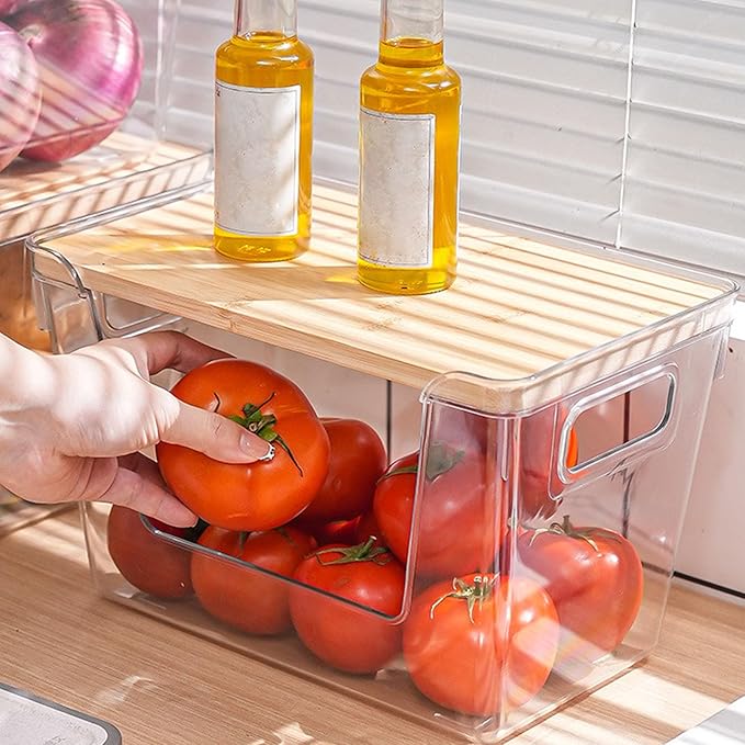 Yinhing 2Pcs Pantry Bin Multifunctional Clear Food Storage Container With Lid Ideal Kitchen Countertop for Efficient Organization and Easy Access To Food Items