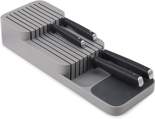Joseph Joseph DrawerStore Knife Organizer, holds up to 9 knives, Kitchen Organization & Drawer Storage – Compact, Gray
