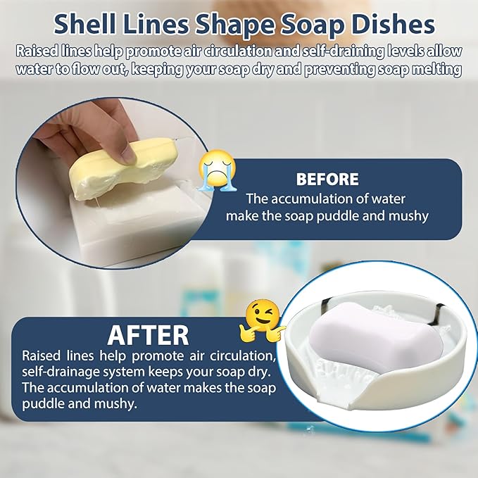 Self Draining Soap Dish, Silicone Soap Holder with Suction Cup and Drain Spout, Kitchen Bathroom Sink Organizer, Dish Soap Bar Tray Savers Sponge Holder, Perfect for Dispenser, Scrubber, Bottle, Cup