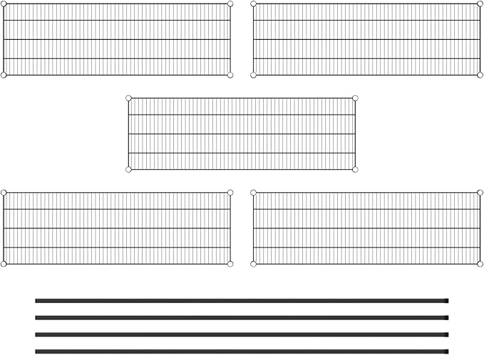 Commercial NSF Listed Black Epoxy Stationary Wire Shelving Kit 18" x 54" x 96", with 5 Shelves Perfect for Warehouse, Walk-in Refrigerator, Freezer, Grocery Store, Restaurant, Dishroom