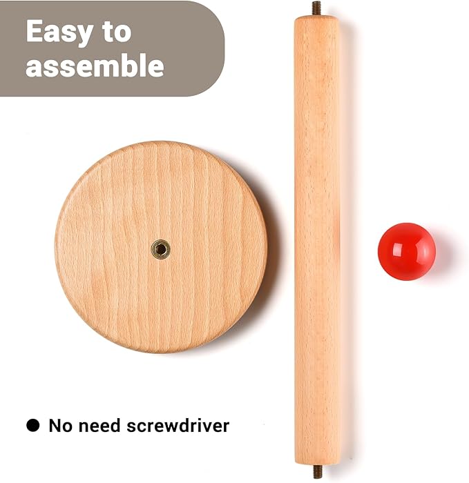 Paper Towel Holder, Wooden Kitchen Roll Stand (Red Ball)