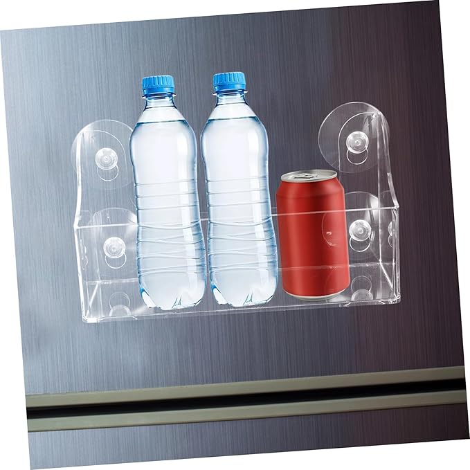 3 Pcs Beverage Shelf Drink Holder for Refrigerator Wall Mounted Shelves Wall Mounted Rack Cups Clear Wall Shelf Drinks Indoor Plant Display Stand Fridge Shower Rack Suction Acrylic