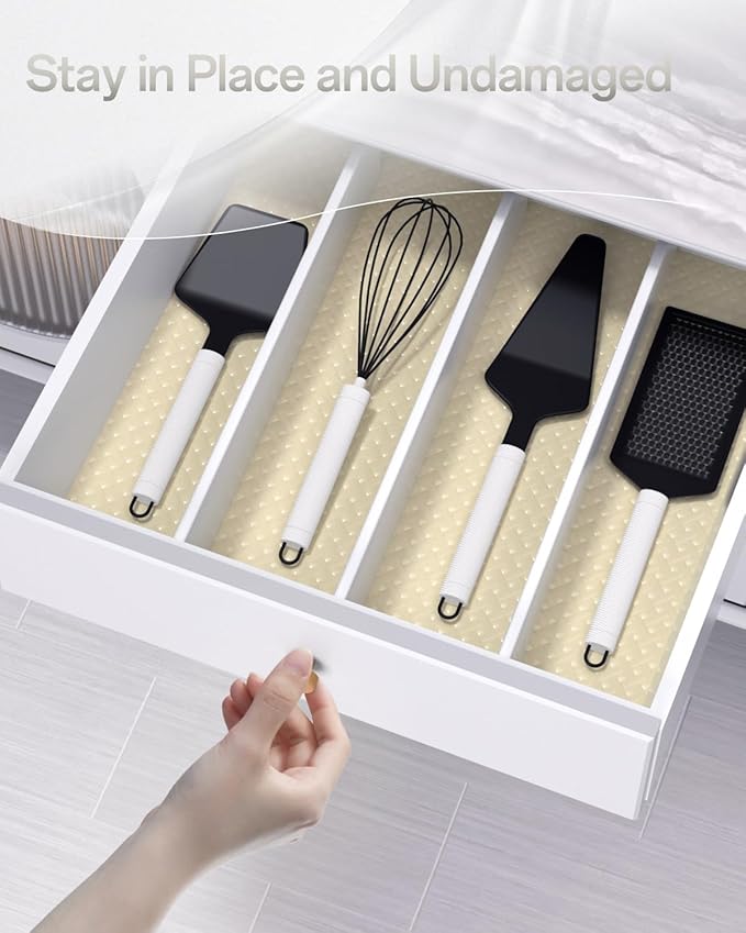 Shelf and Drawer Liner for Kitchen Cabinet, Non-Adhesive 18in x 240in Waterproof Contact Paper Refrigerator Liners Thickened Durable EVA Material Non Slip Mat for Dresser Cupboard Pantry Protector