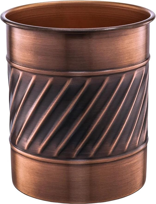 Monarch Abode Kitchen Utensil Holder – Wave Embossed Metal Antique Copper Utensil Holder, Decorative Utensil Crock for Kitchen Counter, Cooking Tool and Spatula Holder for Countertop, Caddy Organizer