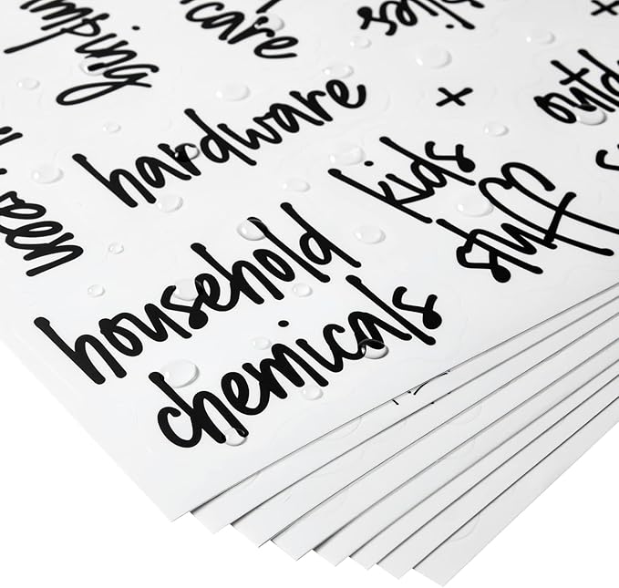 Talented Kitchen Removable Storage Bin Labels - Preprinted Water-Resistant Script Labels - Easy Peel-Off Decals for Home Organization - Garage Organization Stickers - Pack of 136, 1.25" Rectangles