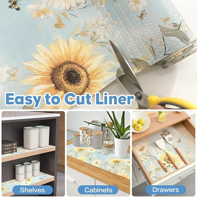 Quttisay Shelf Liner for Kitchen Cabinets Non Adhesive Drawer Liner,Cabinet Liner for Shelves,Non Slip Kitchen Drawer Liners for Dresser,Waterproof Shelf Paper for Refrigerator,Cupboard,12In x 10FT