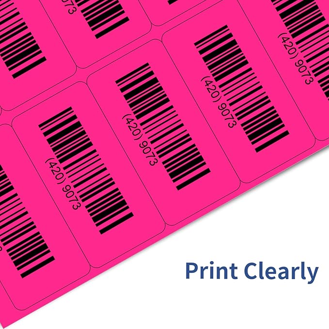 YEGAWEN Shipping Labels Stickers, 2"×4" Printable Mailing Label for Laser/Inkjet Printing- Matte, Permanent Adhesive Labels Stickers (Fluorescent Pink)