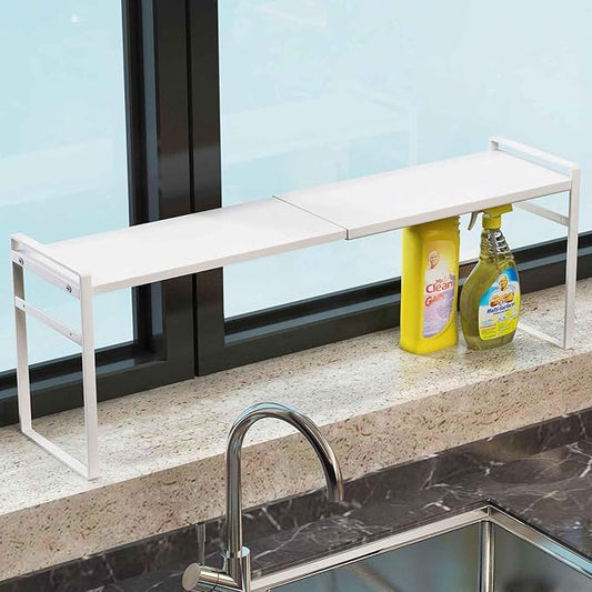 1pcs Small Narrow Tall Shelf for Windowsill Kitchen Organizer Window Sill Plant Shelf Stackable Shelves Bathroom Sill Thin Shelves for Narrow Spaces Counter Top Racks (White)