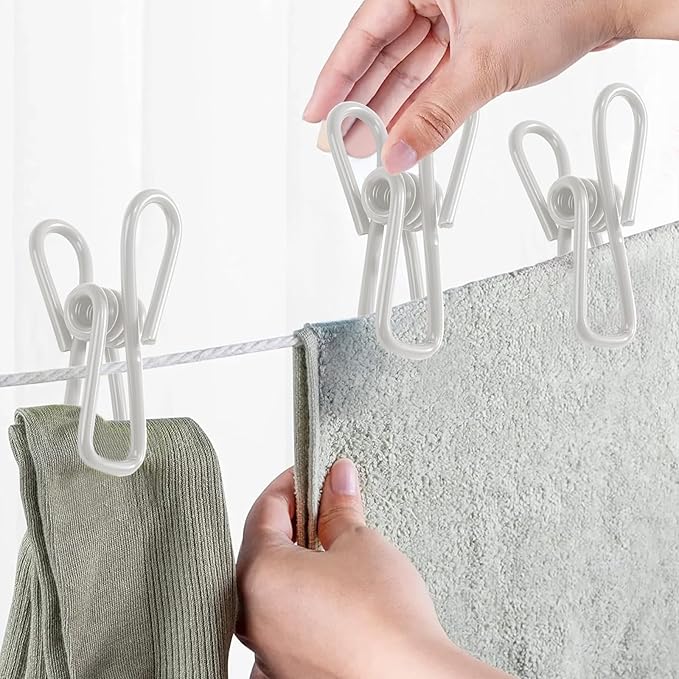 Multipurpose Metal Bag Clips - 2 Inch Colorful Sealer for Sealing Food, Paper Holder, Clothesline Clip for Laundry Hanging, Kitchen Bags (White, 24PCS)
