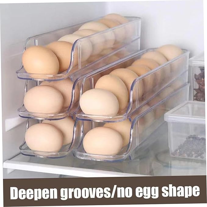 Egg Holder for Fridge 3 Tiers Egg Tray Stackable Dispenser Holds 21 Eggs Automatic Rolling Clear Plastic Fridge Organizers and Storage with Lid for Kitchen| Baskets