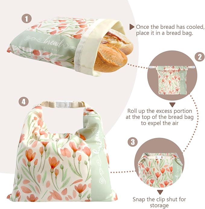 Bread Bags for Homemade Bread, 2 Pack Reusable Beeswax Linen Cotton Sourdough Bag, Freezer Safe, Large Loaf Storage Bags to Keep Fresh, Bakery Essentials