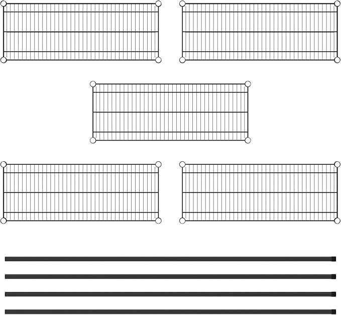 Commercial NSF Listed Black Epoxy Stationary Wire Shelving Kit 14" x 36" x 74", with 5 Shelves Perfect for Warehouse, Walk-in Refrigerator, Freezer, Grocery Store, Restaurant, Dishroom