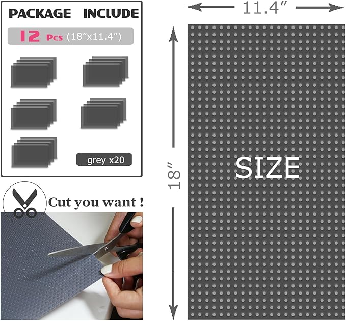 Rwotlls 8Pcs Refrigerator Liners, Washable Fridge Liner Mats Covers Pads for Glass Shelf Cupboard Cabinet Drawer Home Kitchen Accessories Organization (Gray)