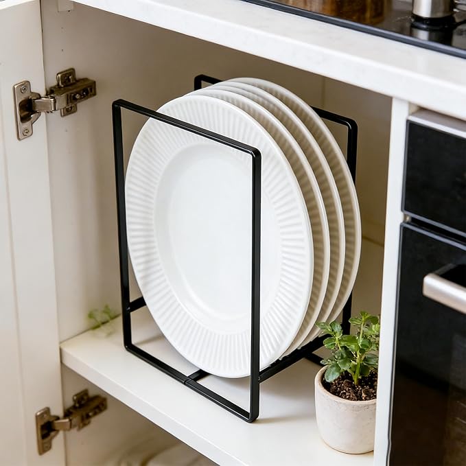 SIBAO 4 Pack Metal Plate Holder Organizer,4.7" and 6.3" Upright Dish Drying Racks for Cutting Board,Plates,Pots,and Pans