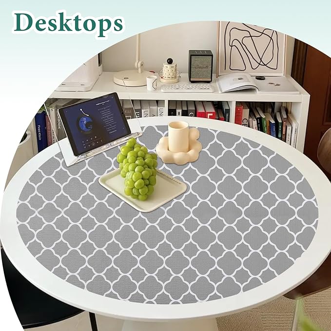Shelf Liners for Kitchen Cabinets 12in x 20FT Non Adhesive Drawer Liner Gray Quatrefoil Thickened Shelf Liner Paper Strong Non-Slip Easy to Clean for Tool Box Refrigerator with Knife and Tape Measure