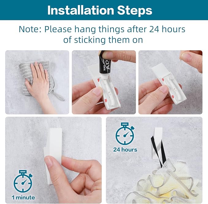 Nobtou Heavy Duty Adhesive Hooks - No Drill Aluminum Alloy Wall Hooks for Bathroom, Kitchen, Tile & Glass, Waterproof Rustproof Bath Towel Hooks, Coats/Hats/Bags (4Pack)