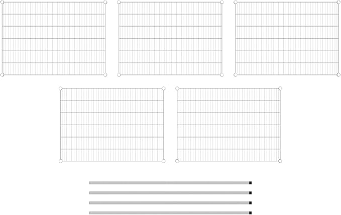 Commercial NSF Listed Chrome Stationary Wire Shelving Kit 30" x 42" x 64", with 5 Shelves Perfect for Warehouse, Walk-in Refrigerator, Freezer, Grocery Store, Restaurant, Dishroom