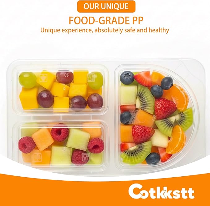 80 Pack Reusable Snack Containers with Lids, 3-Compartment Plastic Condiment Containers, BPA-Free, Small Snack Pack Containers, Dipping Cups for Work, Travel, Picnic