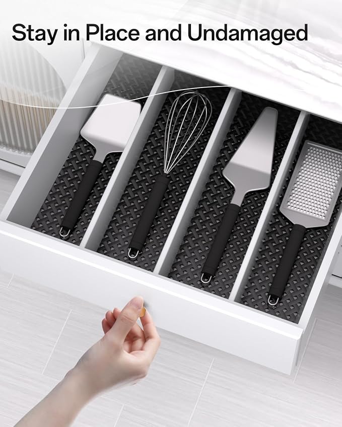 Shelf and Drawer Liner for Kitchen Cabinet, Non-Adhesive 24in x 120in Waterproof Contact Paper Refrigerator Liners Thickened Durable EVA Material Non Slip Mat for Dresser Cupboard Pantry Protector