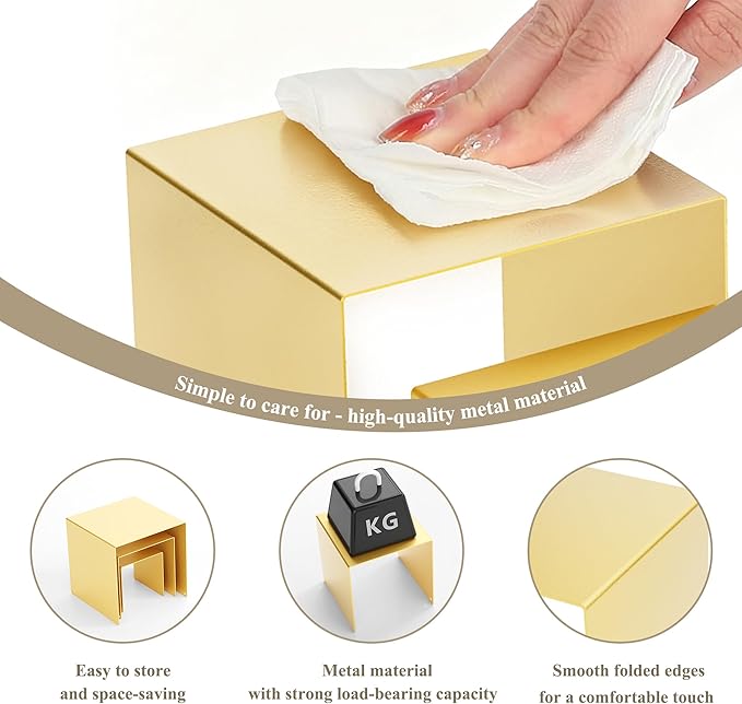 Matte Metal Display Stand,6 Pcs 2 Set Display Risers for Display, Metal Rectangular Display Shelf for Showcase, Dessert, Toys, Perfume (Gold, 3''x4''x5)