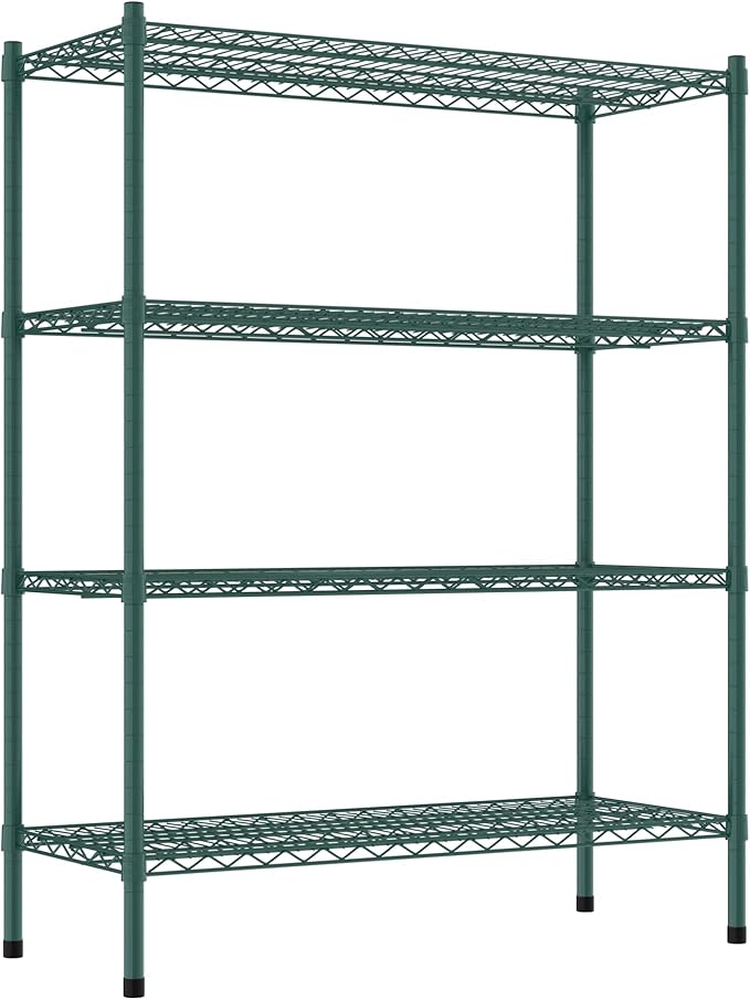 Commercial NSF Listed Green Epoxy Stationary Wire Shelving Kit 18" x 42" x 54", with 4 Shelves Perfect for Warehouse, Walk-in Refrigerator, Freezer, Grocery Store, Restaurant, Dishroom
