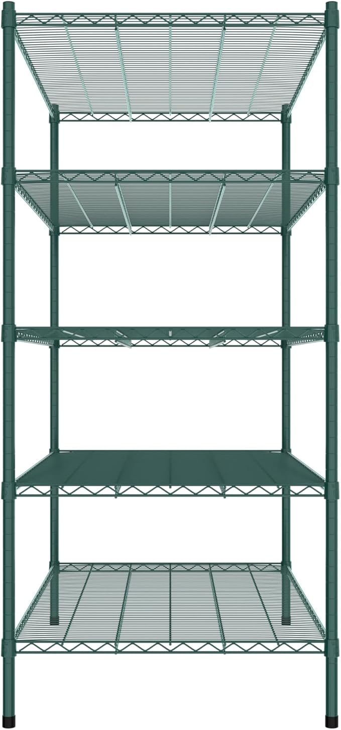 Commercial NSF Listed Green Epoxy Stationary Wire Shelving Kit 30" x 48" x 64", with 5 Shelves Perfect for Warehouse, Walk-in Refrigerator, Freezer, Grocery Store, Restaurant, Dishroom